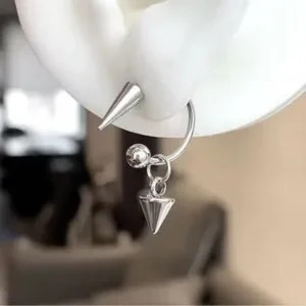 Elegant Silver Spike Earrings Grunge Earrings Hip-hop 1 pair